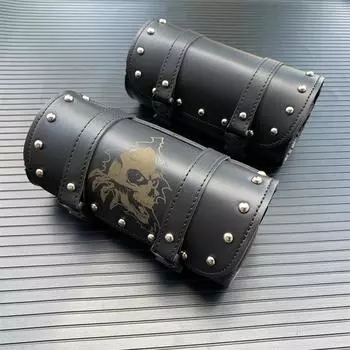 Мотоциклетная сумка для инструментов из искусственной кожи, винтажная, седельная сумка, круглая, седельная сумка для инструментов для Harley Honda Suzuki Yamaha