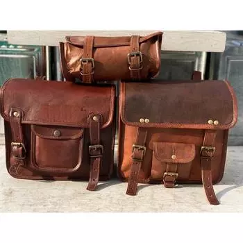 Мотоциклетная сумка из козьей кожи Complete Combo 3 седельная сумка для багажа 3 сумки для Sportster коричневый
