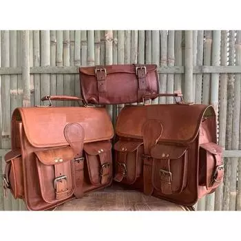 Мотоциклетная сумка из козьей кожи, две сумки, кофры, седельная сумка, седельные сумки [набор из 3] 9 x 11 x 5 in коричневый
