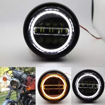 Мотоциклетная светодиодная фара 7,5 дюйма для Harley Sportster Honda CB400 Yamaha Suzuki Custom Refit 7,5-дюймовая мотоциклетная фара Cafe Racer