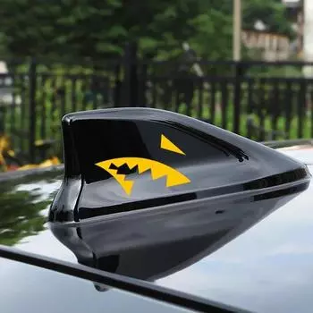 Мотоциклетная светоотражающая наклейка в виде плавника акулы с антенной, виниловая наклейка в виде пасти акулы, автомобильные наклейки, симпатичные аксессуары, водонепроницаемые автомобильные наклейки чёрный