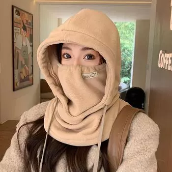 Мотоциклетная зимняя новая вязаная шапка женская шерстяная шапка маска подогрев и утолщение велосипедной шапки чёрный