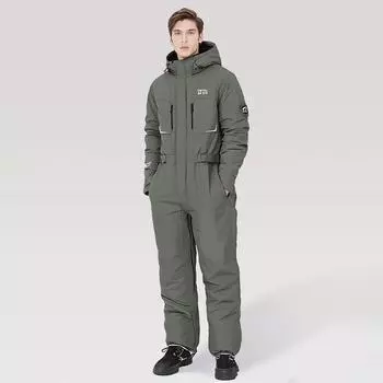Мотоциклетная зимняя одежда для защиты от холода Зимняя модная талия Дизайн теплый хлопковый комбинезон утолщенный водонепроницаемый костюм для снегохода L светло-серый