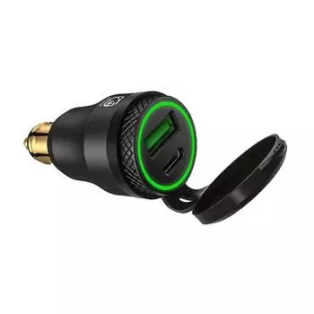 Мотоциклетное быстрое зарядное устройство QC3.0 USB Type C Зеленый светодиод для BMW Штекерное гнездо Hella DIN