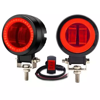 Мотоциклетное LED кольцо-кальмар противотуманный свет белый красный кольцо-кальмар 20 Вт универсальный светодиодный рабочий свет рабочий свет мотоциклетный дополнительный свет фара автомобиль водонепроницаемый 6000K