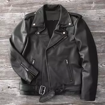 Мотоциклетное пальто из натуральной яловой кожи, куртка из коровьей кожи, мужские кожаные куртки с лацканами, мужская одежда, мужское пальто из натуральной кожи S