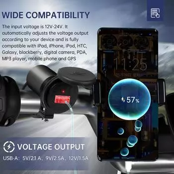 Мотоциклетное зарядное устройство для автомобиля, водонепроницаемый USB-адаптер 12 В, телефон, USB-порт, зарядка телефона 3.0 с переключателем, мотоаксессуар