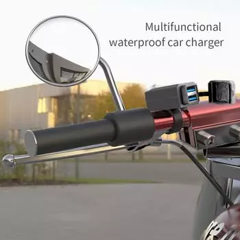 Мотоциклетное зарядное устройство для автомобиля, водонепроницаемый USB-адаптер 12 В, телефон, двойной порт USB, быстрая зарядка 3.0 с переключателем, мотоаксессуар