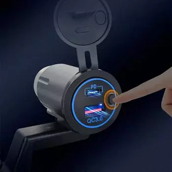 Мотоциклетное зарядное устройство с двумя USB-портами, быстрая зарядка QC 3.0 PD USB, быстрое зарядное устройство, розетка, адаптер питания с выключателем красный