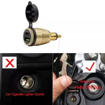 Мотоциклетное зарядное устройство USB для телефона Type-C+QC3.0, адаптер для быстрой зарядки, разъем питания для мотоциклов чёрный