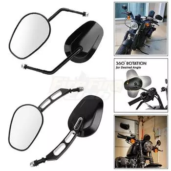 Мотоциклетное зеркало заднего вида 8 мм, черные боковые зеркала для Harley Dyna Electra Glide Fatboy Iron 883 Road Glide Sportster 883 Style2