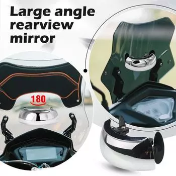 Мотоциклетное зеркало заднего вида, безопасное зеркало заднего вида с широким углом обзора 180 градусов, зеркало слепой зоны для мотоцикла, круизера, спортбайка, дорожного мотоцикла, скутера One Size