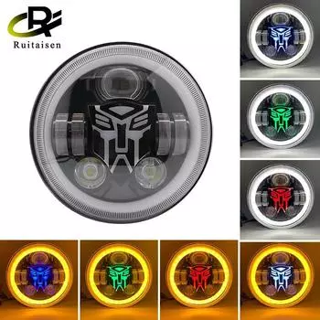 Мотоциклетные 7-дюймовые светодиодные фары, ультра классические RGB-фары, светодиодные DRL, автомобильные фары, аксессуары для мотоциклов для внедорожника Wrangler 1 piece