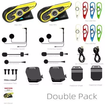 Мотоциклетные Bluetooth-интерком-гарнитуры для мото-шлема, поддержка 2 пилотов BT, беспроводной интерком-интерком с FM-радио + обмен музыкой 1 PCS