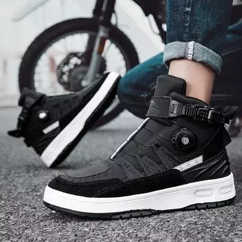 Мотоциклетные ботинки Кожаные мужские ботинки для езды на мотоцикле по бездорожью Гоночные ботинки Мотоциклетное снаряжение для путешествий Four Seasons 40 чёрный