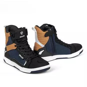 Мотоциклетные ботинки, Летние дышащие высокие ботинки для защиты от падений, Рыцарские мотоботы, Обувь для паркура, Повседневные ботинки на все сезоны 39 синий/чёрный