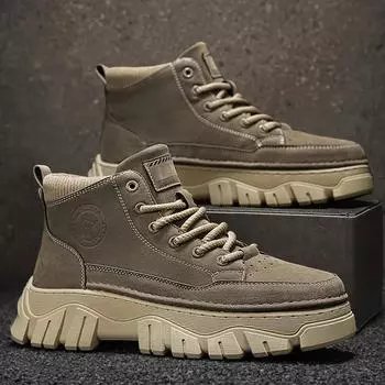 Мотоциклетные ботинки Мужские ботильоны Мужские кроссовки Мокасины Обувь Мужская Мужские кроссовки Толстая подошва Нескользящая Мода Спорт и отдых 39 чёрный