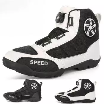 Мотоциклетные ботинки мужские кожаные защитные ботинки для мотокросса, водонепроницаемые нескользящие ботинки для мотокросса и горных гонок 45 чёрный