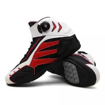 Мотоциклетные ботинки мужские шипованные ботинки износостойкие ботинки для мотокросса дышащая обувь для мотоциклистов противоскользящее мотоциклетное снаряжение 45 красный