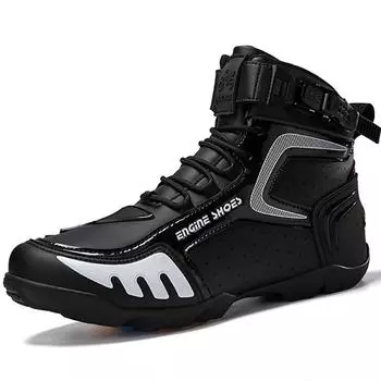 Мотоциклетные ботинки унисекс большого размера, противоскользящие мотоциклетные ботинки для предотвращения столкновений, мужские ботинки 37 чёрный/зелёный