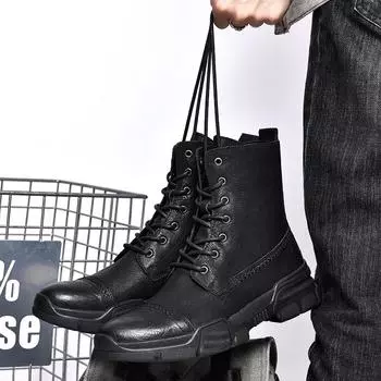 Мотоциклетные ботинки в стиле панк для мужчин 2024 года, модные мужские ботинки, высококачественная брендовая мужская обувь из натуральной кожи 35