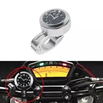 Мотоциклетные часы 7/8 до 1 крепление на руль серебристые водонепроницаемые универсальные