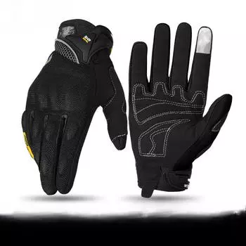 Мотоциклетные дышащие гоночные перчатки Мотоциклетные перчатки с закрытыми пальцами Противоскользящие дышащие сетчатые гоночные перчатки XXL чёрный