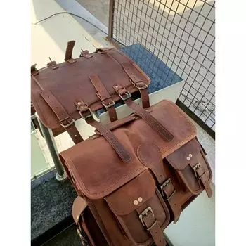 Мотоциклетные коричневые кожаные сумки, 2 боковые дополнительные сумки на сиденье, седельные сумки, седельные кофры коричневый