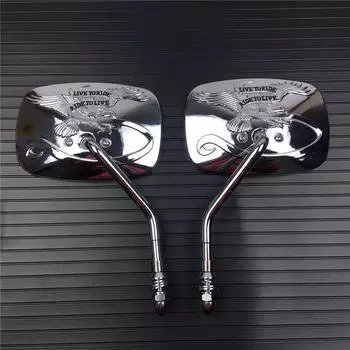 Мотоциклетные модифицированные металлические зеркала заднего вида Eagle для Harley Sportster XL 883 1200 Fat boy V-Rod Softail Dyna Touring Road King чёрный