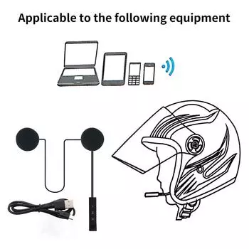 Мотоциклетные наушники BT, уличные наушники для шлема, стереофонический музыкальный и голосовой микрофон, мягкий кабель чёрный
