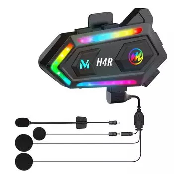 Мотоциклетные наушники Moman H4R для мотоциклетной связи с искусственным интеллектом, голосовой помощник, режим RGB 16 цветов, возможность трансформировать, 32 часа непрерывного использования, обмен музыкой