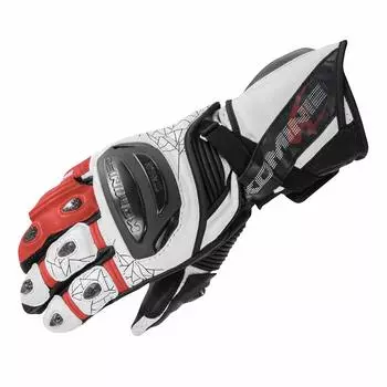 Мотоциклетные перчатки для гонок из титана 3XL 12969 из натуральной кожи, углеродного эластичного материала, титана для осени [Komine] Белые/красные GK-235 Весна, лето,