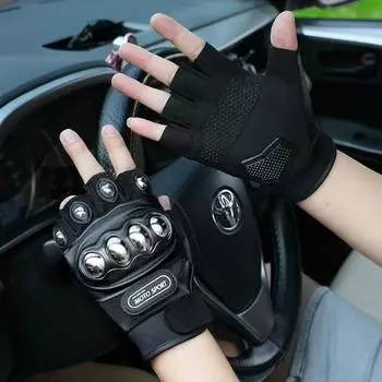 Мотоциклетные перчатки с полупальцами, мужские мотоциклетные боевые перчатки для бокса, фитнеса, езды на открытом воздухе, защитные перчатки для езды по бездорожью чёрный