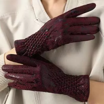 Мотоциклетные перчатки с рисунком змеиной кожи, толстые ветрозащитные перчатки из хлопка для вождения коричневый