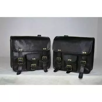 Мотоциклетные седельные сумки, 2 боковые сумки, кожаные сумки, кофры, седло, 2 сумки, новинка 11 x 9 x 4 in чёрный