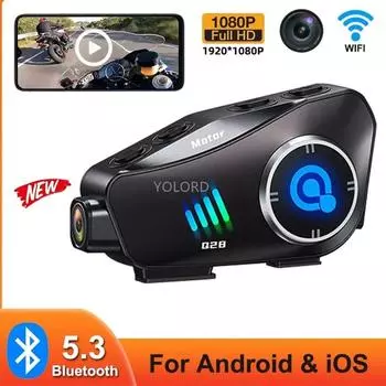 Мотоциклетные шлемы Bluetooth-гарнитуры Камера Новый 1080P Видеорегистратор Шлем для катания на лыжах Беспроводной WiFi DVR Музыкальные наушники