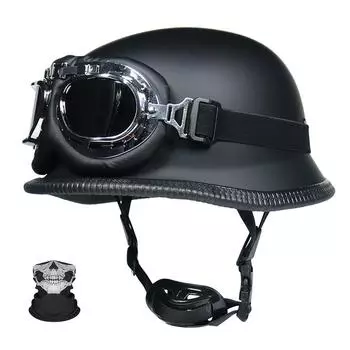 Мотоциклетные шлемы, винтажные мотоциклетные полушлемы в немецком стиле для мужчин и женщин с очками S чёрный