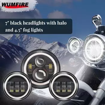 Мотоциклетные светодиодные фары H4 7 для Touring Street Glide Road King Electra Glide 4.5 ближние фары DRL противотуманные фары запчасти