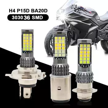 Мотоциклетные светодиодные лампы H4 BA20D для фар, цветные, для мотоцикла, скутера, 36 см, суперяркий свет, фары для мотоциклов, DRL, алюминиевый сплав
