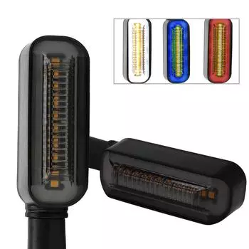 Мотоциклетные указатели поворота 12 светодиодных сигнальных ламп Универсальный 2 в 1 поворотник Задний фонарь DRL Проточные водные сигналы белый