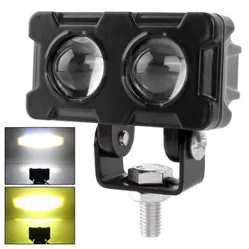 Мотоциклетные вспомогательные противотуманные фары двухцветные белые желтые линзы прожекторы двойные линзы прожекторы мотоцикл светодиодные 1 шт. аксессуары для мотоциклов 20 Вт Yellow and white