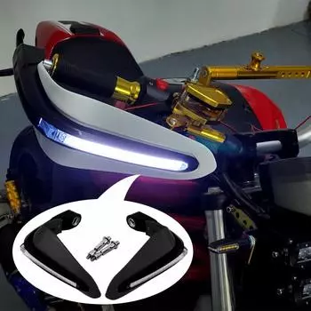 Мотоциклетные защитные щитки для рук LED Защита рук от ветра Поглощение ударов чёрный