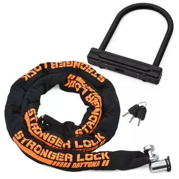 Мотоциклетный цепной замок Daytona, 2 замка, управление с 1 брелоком, более прочный набор замков 31253 + U-образный 2,0 м