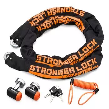 Мотоциклетный цепной замок Daytona, дисковый замок, управление 2 замками с 1 брелоком, более прочный набор замков 96390 + 2,0 м чёрный