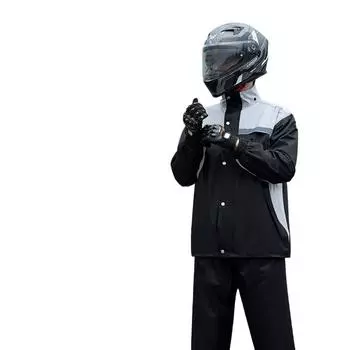 Мотоциклетный дождевик для мужчин и женщин, водонепроницаемый дождевик, устойчивый к дождевику, модный уличный плащ с капюшоном M серый/чёрный
