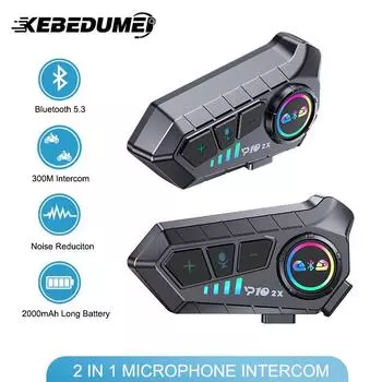 Мотоциклетный интерком Bluetooth гарнитура шлем для 2 мотоциклистов интерком водонепроницаемый водонепроницаемый наушники интерфон BT 5.3