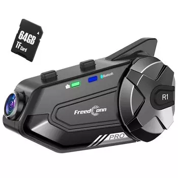 Мотоциклетный интерком R1 Pro с камерой Мотоциклетный интерком FreedConn с камерой До 6 человек 1000 м Время интеркома 38 часов Ссылка Ultra Wide