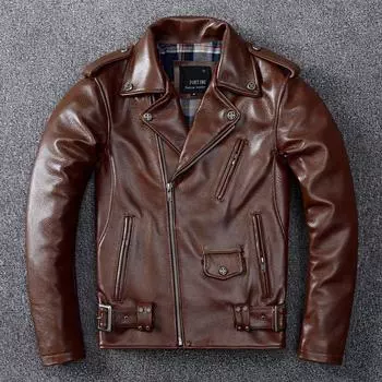 Мотоциклетный костюм Harley Tough Guy, тяжелый мотоциклетный костюм, первый слой, толстая куртка из воловьей кожи, мужская короткая тонкая кожаная куртка с лацканами, куртка S