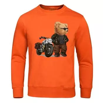 Мотоциклетный медведь Тед в солнцезащитных очках с капюшоном Мужская мода Спортивный свитер Уличная одежда Пуловер Мягкие толстовки с капюшоном S