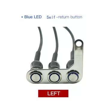 Мотоциклетный переключатель на руле, регулируемое крепление, водонепроницаемые переключатели ВКЛ-ВЫКЛ, 3 кнопки для фар, звуковой сигнал поворота с Blue(Left)